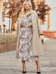 Sosandar Natural WOW Print Ruched Front Shirt Dress - Image 1 of 5