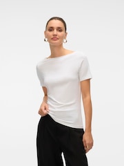VERO MODA White Short Sleeve Boat Neck T-Shirt - Image 2 of 5
