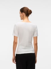 VERO MODA White Short Sleeve Boat Neck T-Shirt - Image 3 of 5