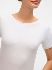 VERO MODA White Short Sleeve Boat Neck T-Shirt - Image 4 of 5
