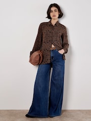 Apricot Brown Mono Paisley Two Pocket Sheer Shirt - Image 1 of 5