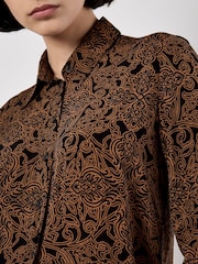 Apricot Brown Mono Paisley Two Pocket Sheer Shirt - Image 3 of 5