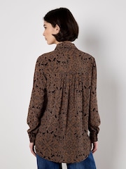 Apricot Brown Mono Paisley Two Pocket Sheer Shirt - Image 4 of 5