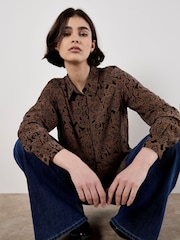 Apricot Brown Mono Paisley Two Pocket Sheer Shirt - Image 5 of 5