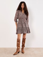 Apricot Red Mono Paisley Ruffle Detail Dress - Image 1 of 4