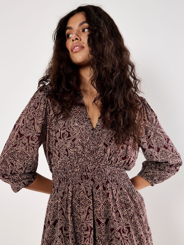 Apricot Red Mono Paisley Ruffle Detail Dress - Image 2 of 4