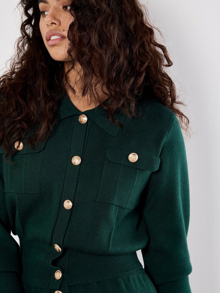 Apricot Green Gold Colour Button Knit Cardigan - Image 4 of 4