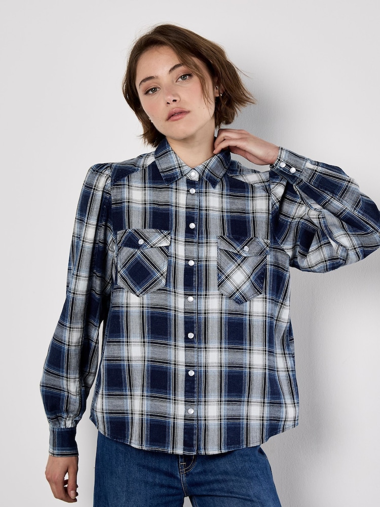 Apricot Blue Washed Check Western Shirt - Image 2 of 4