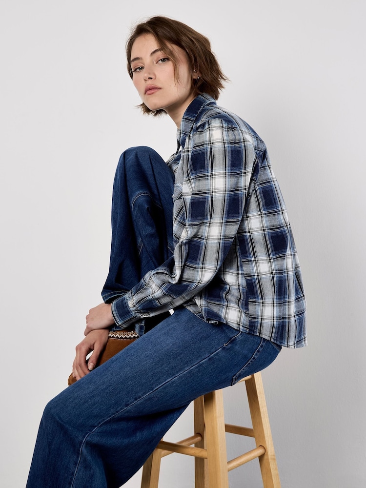 Apricot Blue Washed Check Western Shirt - Image 4 of 4