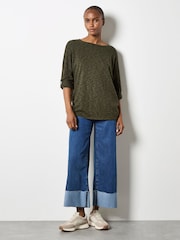 Apricot Green Cotton Mix Knitted Light Jumper - Image 1 of 4