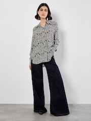 Apricot Black Mono Paisley Two Pocket Sheer Shirt - Image 1 of 5