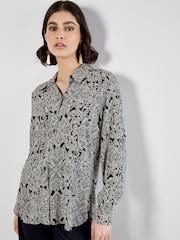 Apricot Black Mono Paisley Two Pocket Sheer Shirt - Image 2 of 5