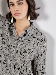 Apricot Black Mono Paisley Two Pocket Sheer Shirt - Image 3 of 5