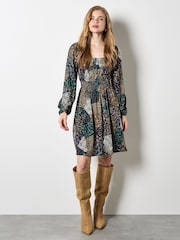 Apricot Green Milkmaid Patchwork Mini Dress - Image 2 of 4