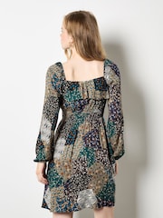 Apricot Green Milkmaid Patchwork Mini Dress - Image 4 of 4