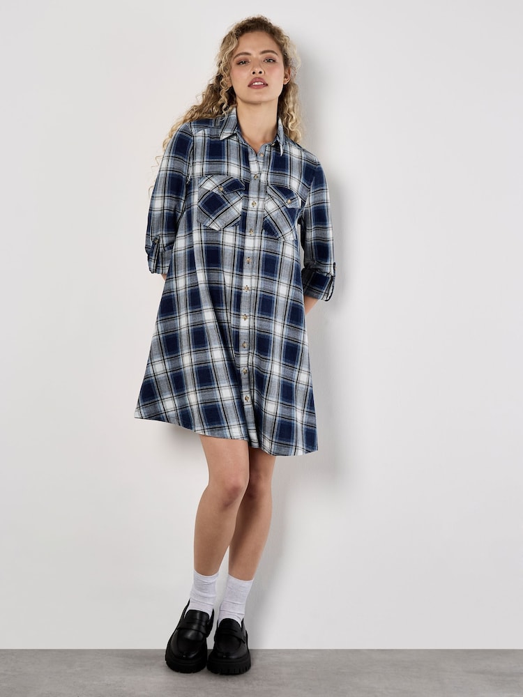 Apricot Blue Western Washed Check Dress - Image 1 of 4
