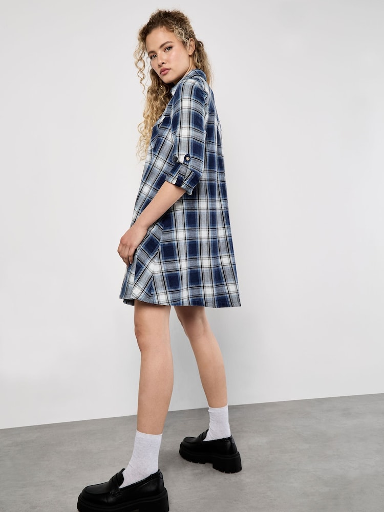 Apricot Blue Western Washed Check Dress - Image 2 of 4