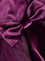 Monsoon Purple Baby Velvet Bow Party Dress - Image 1 of 3