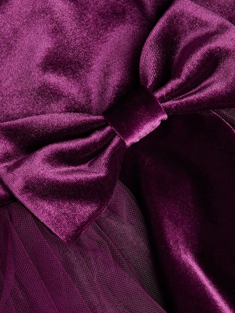 Monsoon Purple Baby Velvet Bow Party Dress - Image 1 of 3 Monsoon Purple Baby Velvet Bow Party Dress - Image 1 of 3