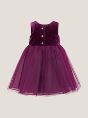 Monsoon Purple Baby Velvet Bow Party Dress - Image 2 of 3