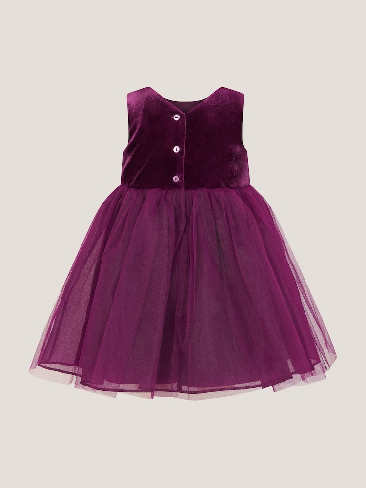 Monsoon Purple Baby Velvet Bow Party Dress - Image 2 of 3 Monsoon Purple Baby Velvet Bow Party Dress - Image 2 of 3