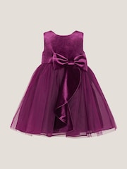 Monsoon Purple Baby Velvet Bow Party Dress - Image 3 of 3