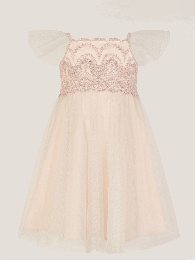 Monsoon Pink Baby Francesca Crochet Dress - Image 1 of 3