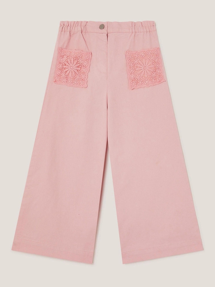 Monsoon Pink Crochet Pocket High Waist Trousers - Image 2 of 4