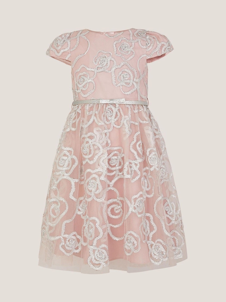 Monsoon Pink Rose Tinsel Party Dress - Image 1 of 3 Monsoon Pink Rose Tinsel Party Dress - Image 1 of 3