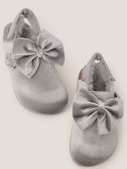 Monsoon Silver Sparkly Velour Bow Clogs - Image 1 of 2