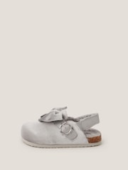 Monsoon Silver Sparkly Velour Bow Clogs - Image 2 of 2
