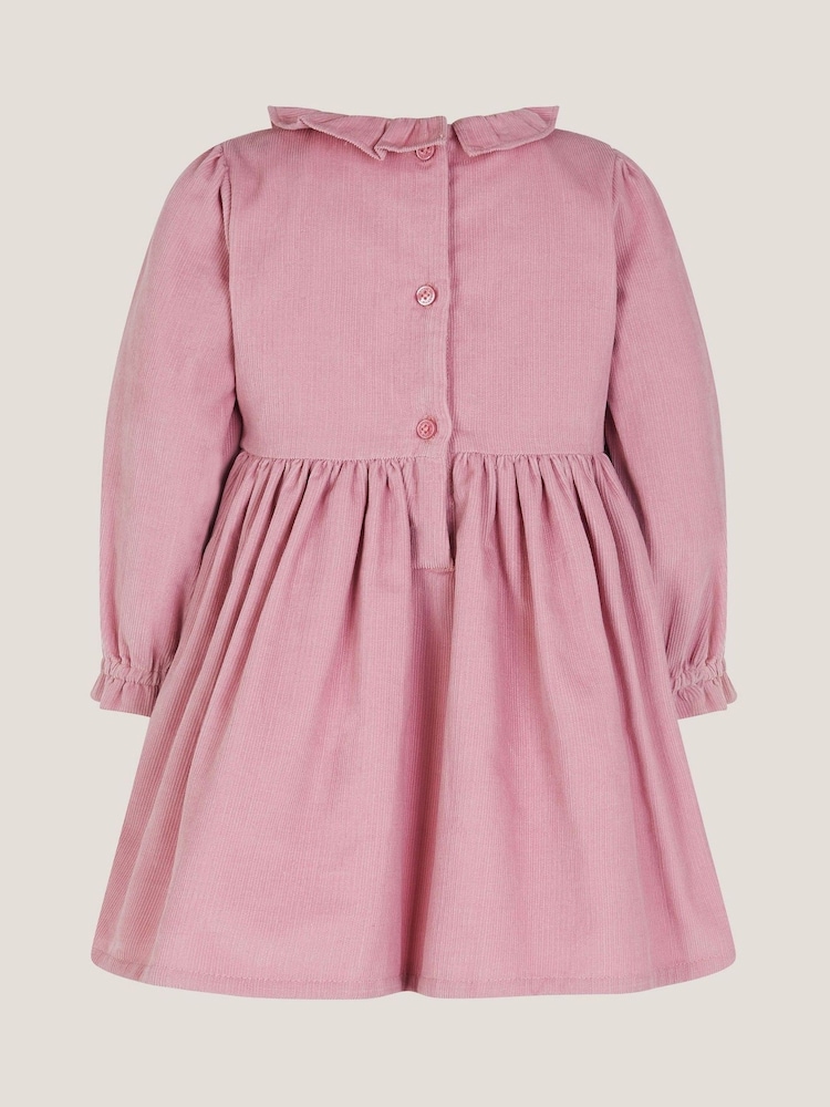 Monsoon Pink Baby Felicity Embroidered Corduroy Dress - Image 2 of 3
