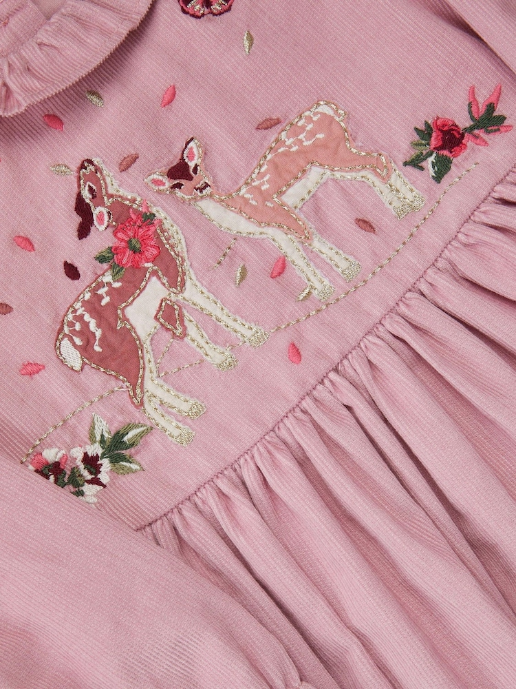 Monsoon Pink Baby Felicity Embroidered Corduroy Dress - Image 3 of 3