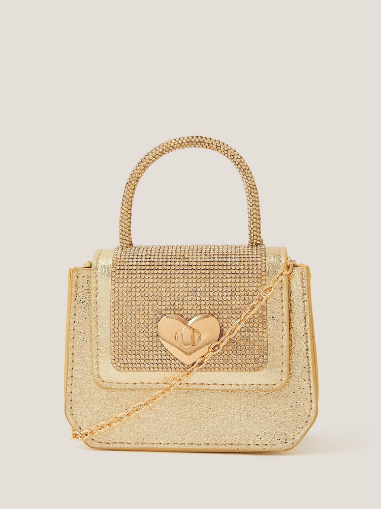 Monsoon Gold Mini Metallic Handbag - Image 1 of 4 Monsoon Gold Mini Metallic Handbag - Image 1 of 4