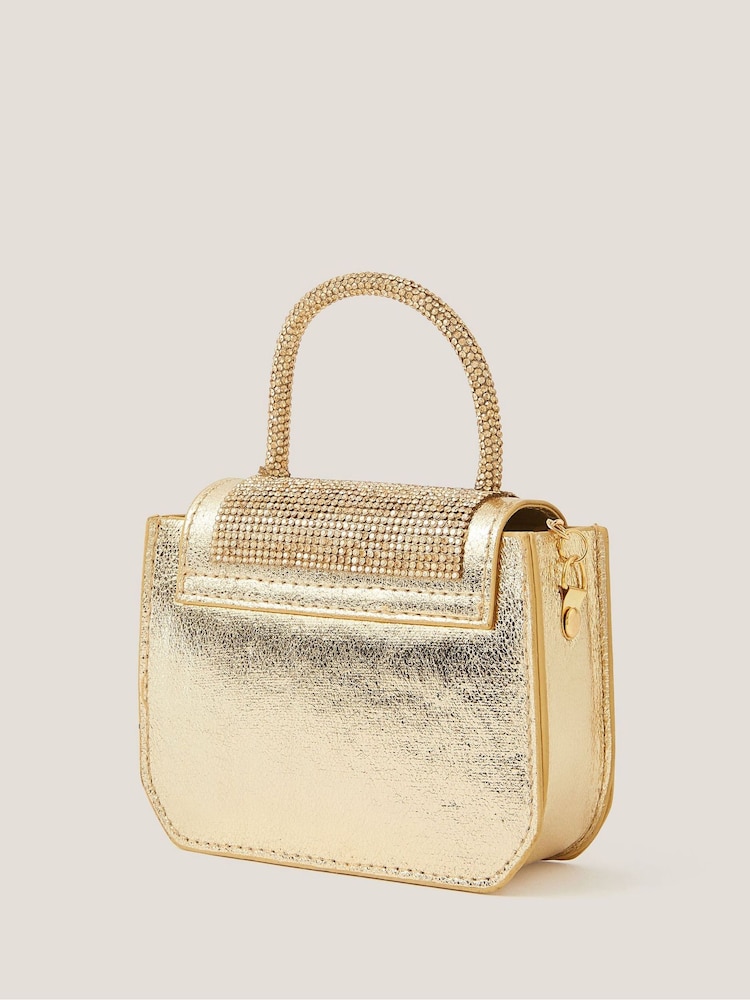 Monsoon Gold Mini Metallic Handbag - Image 2 of 4 Monsoon Gold Mini Metallic Handbag - Image 2 of 4