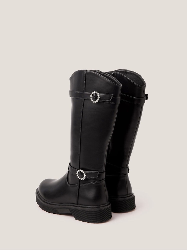Monsoon Black Diamante Buckle Knee High Boots - Image 3 of 3