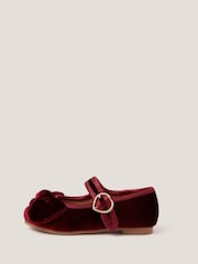 Monsoon Red Toddler Velvet Bow Ballet Flats - Image 1 of 3