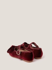 Monsoon Red Toddler Velvet Bow Ballet Flats - Image 3 of 3