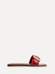 Linzi Red Tyla Flat Slider Sandals With Buckle Detail - Image 2 of 5