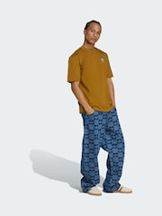 adidas Originals Blue Monogram All Over Print Regular Denim Trousers - Image 1 of 5