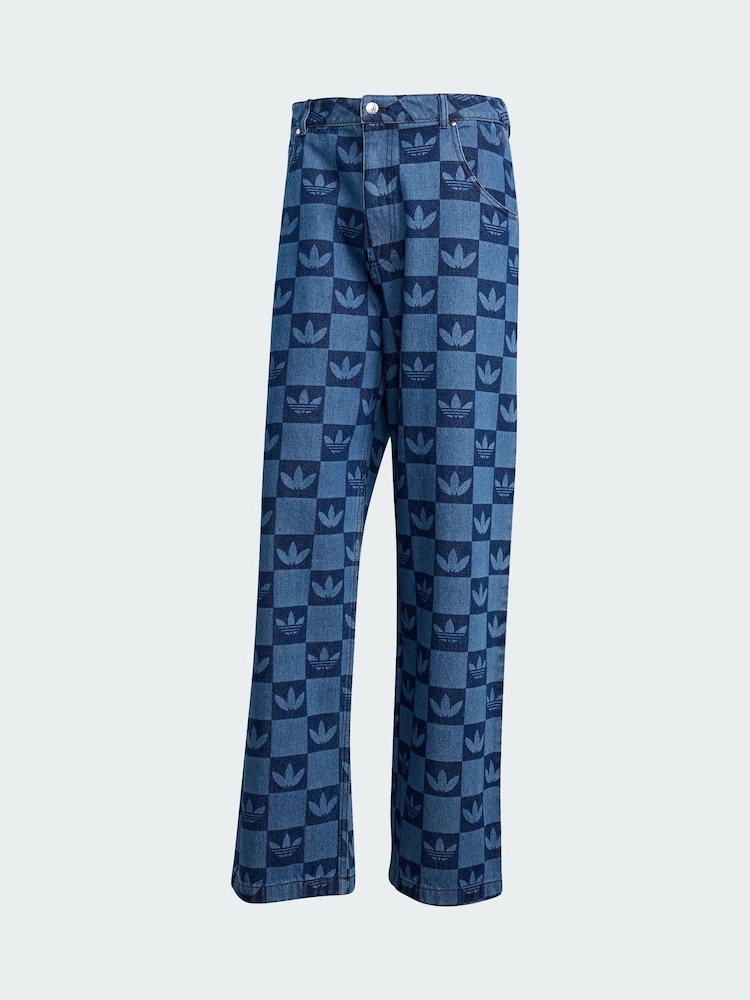 adidas Originals Blue Monogram All Over Print Regular Denim Trousers - Image 5 of 5 adidas Originals Blue Monogram All Over Print Regular Denim Trousers - Image 5 of 5