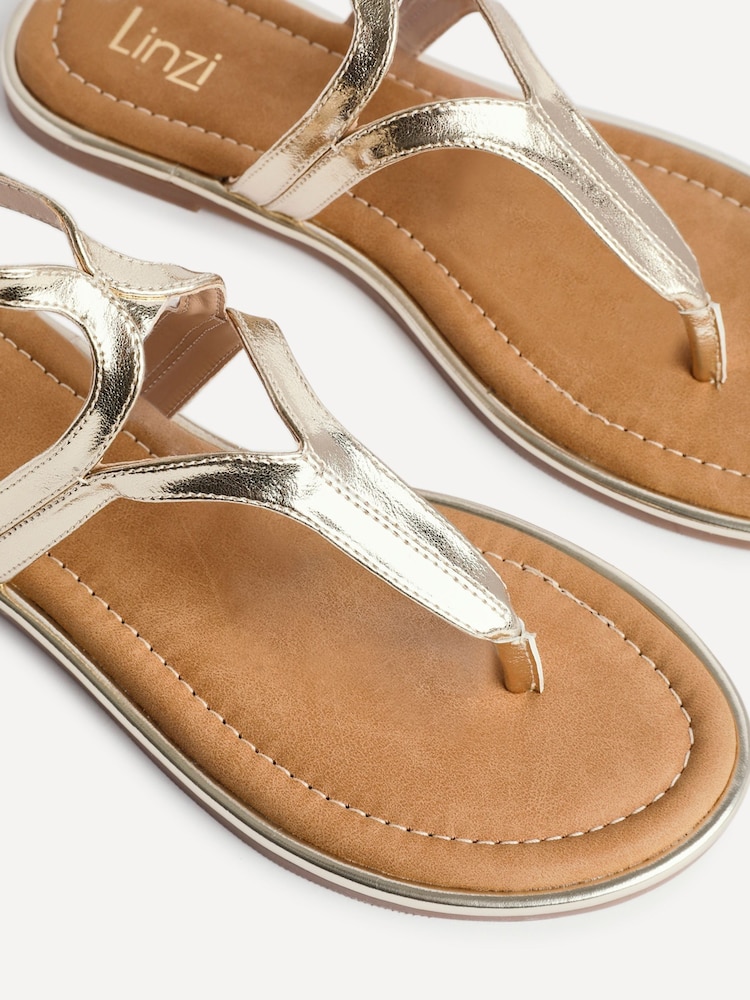 Linzi Gold Trova Toe Post Flat Sandals - Image 5 of 5