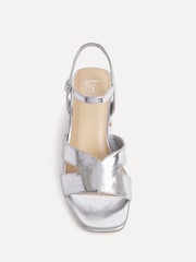 Linzi Silver Empire Wide Fit Link Detail Heeled Sandals - Image 2 of 6