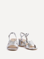 Linzi Silver Empire Wide Fit Link Detail Heeled Sandals - Image 3 of 6