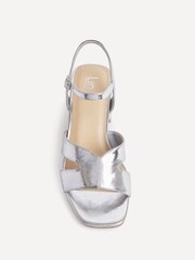 Linzi Silver Empire Wide Fit Link Detail Heeled Sandals - Image 4 of 6