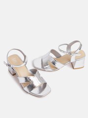 Linzi Silver Empire Wide Fit Link Detail Heeled Sandals - Image 5 of 6