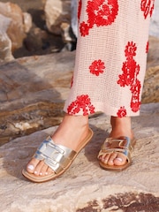 Linzi Gold Kenna Buckle Flat Slider Sandals - Image 1 of 5