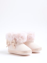 River Island Pink Bow Suedette Booties - Image 2 of 5