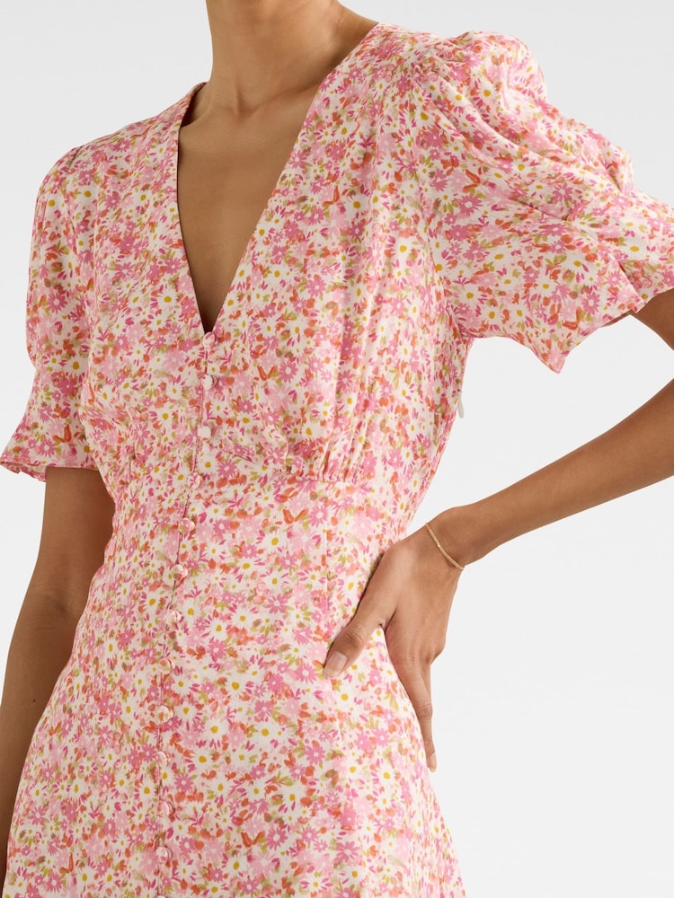 Forever New Pink Saffron Petite Printed Sun Dress - Image 5 of 5