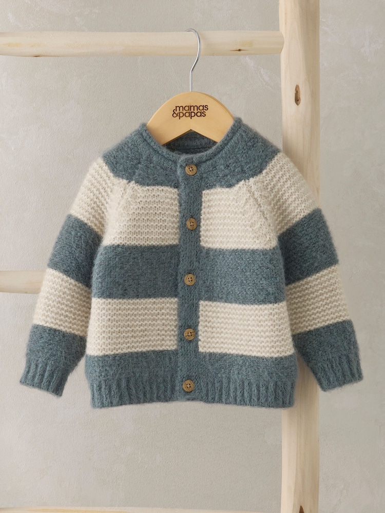 Mamas & Papas Blue Stripe Cardigan - Image 1 of 2 Mamas & Papas Blue Stripe Cardigan - Image 1 of 2